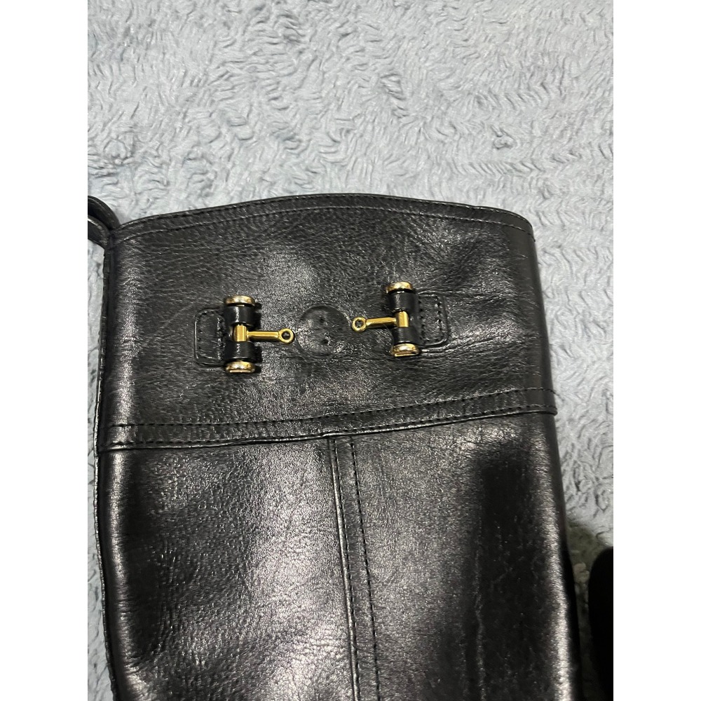 Tory Burch Nadine Womens Sz 7M Black Leather Knee High Tall Riding Boots Luxury - Picture 2 of 14